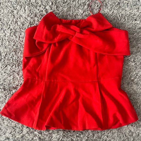 Adelyn Rae NWT Red Rozina Woven Strapless Bow Top - Picture 2 of 6
